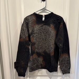 Edgy Black and Brown Distressed Crewneck Sweatshirt